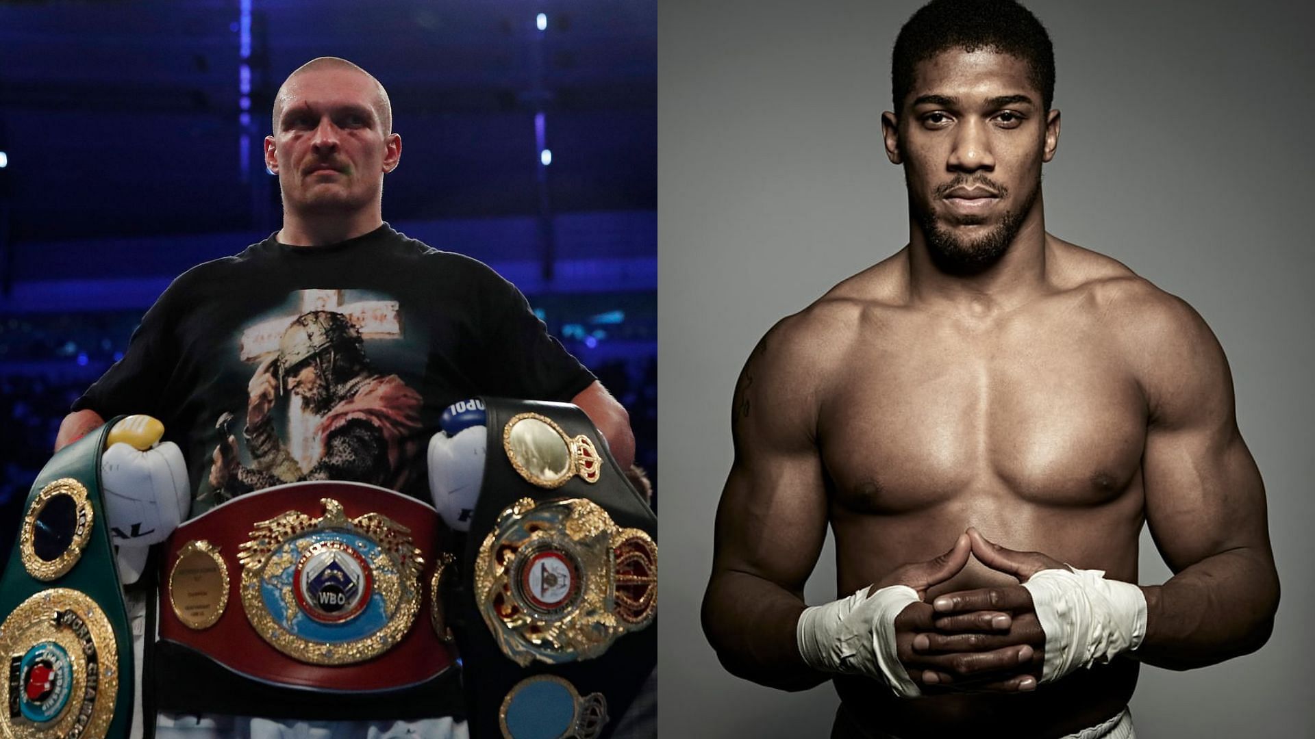 Oleksandr Usyk (left) and Anthony Joshua (right)