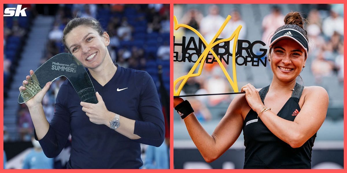 Simona Halep (L) and Elena-Gabriela Ruse