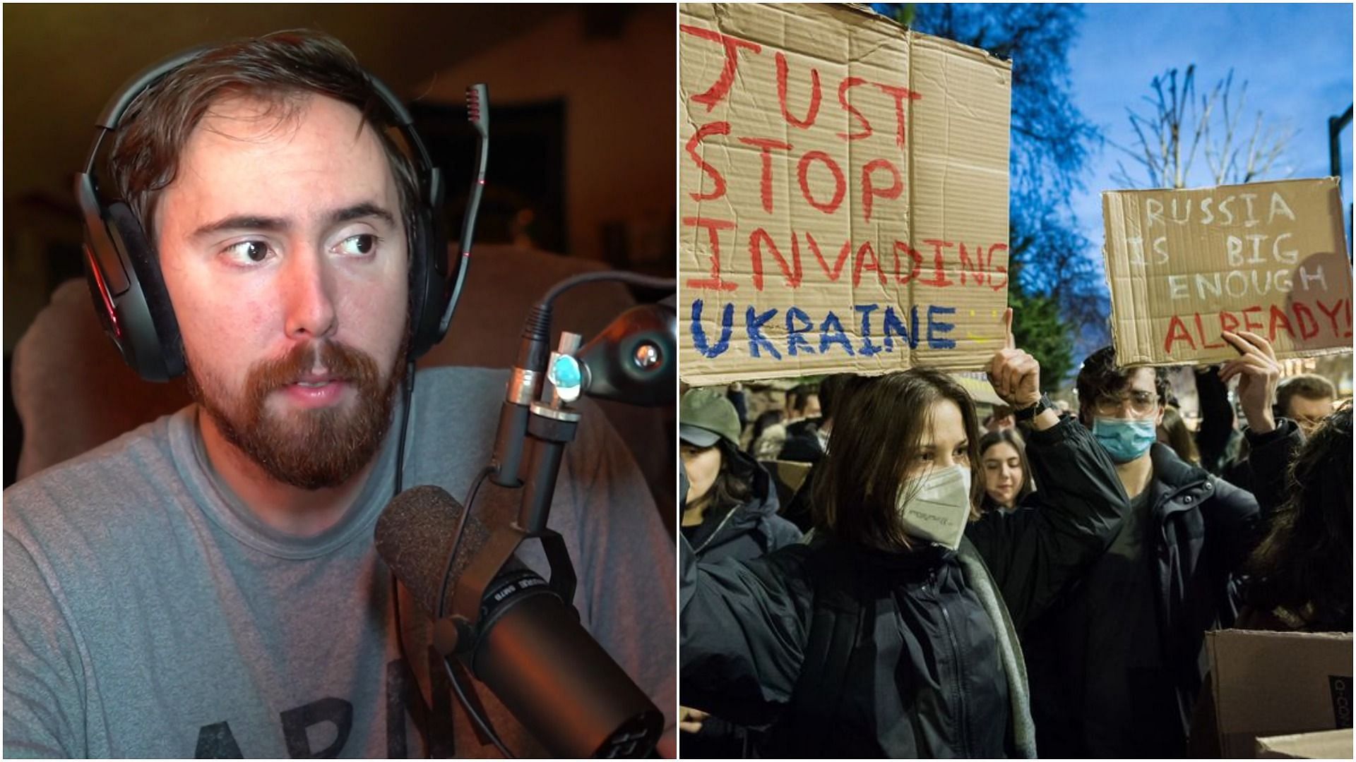 Asmongold shares his opinions on Russia&#039;s offensive in Ukraine (Image via Sportskeeda)
