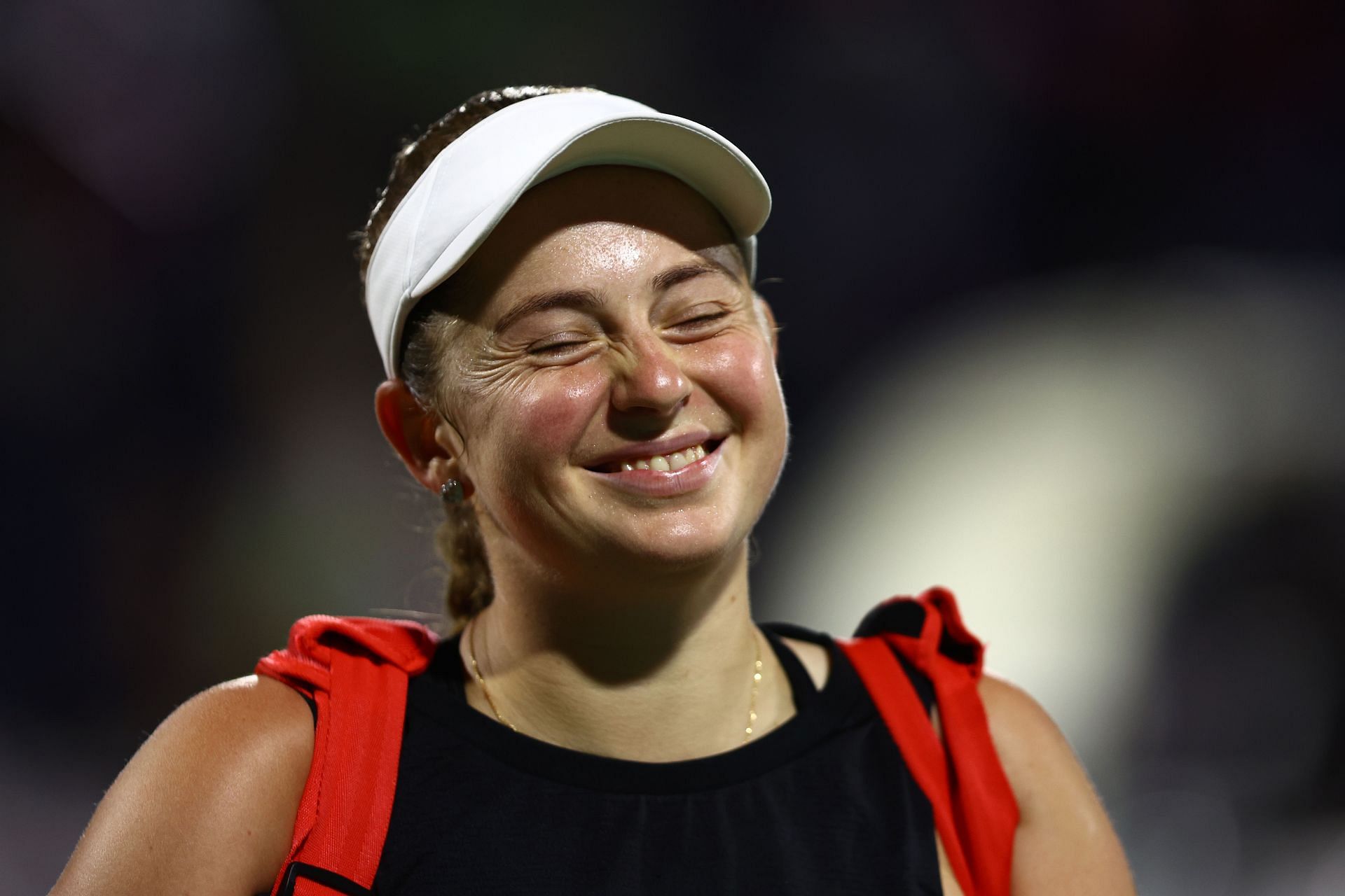 Jelena Ostapenko at the 2022 Dubai Tennis Championships.
