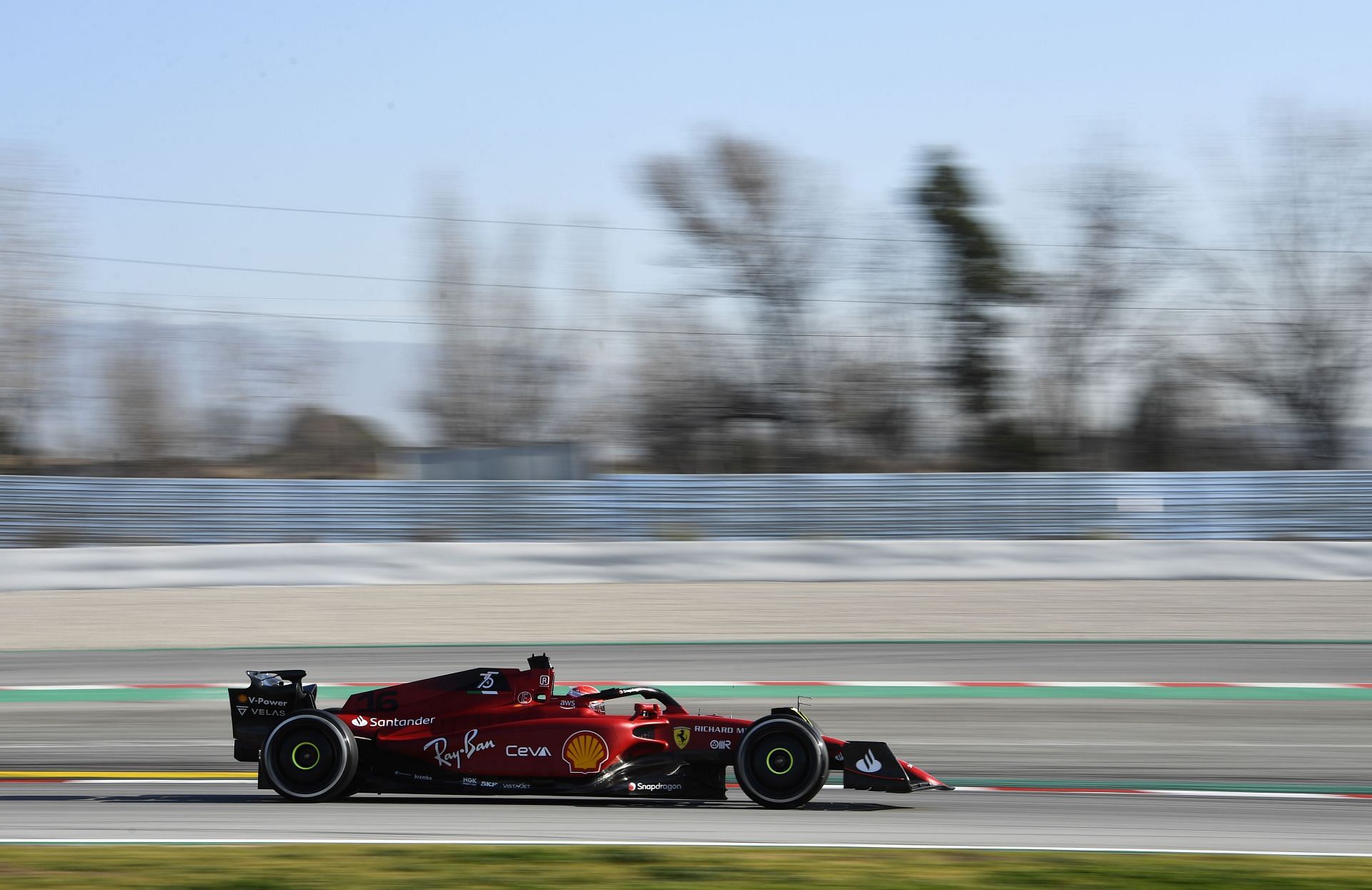 Ferrari&#039;s Charles Leclerc in action during the first day of pre-season testing in Barcelona (Photo by Rudy Carezzevoli/Getty Images)