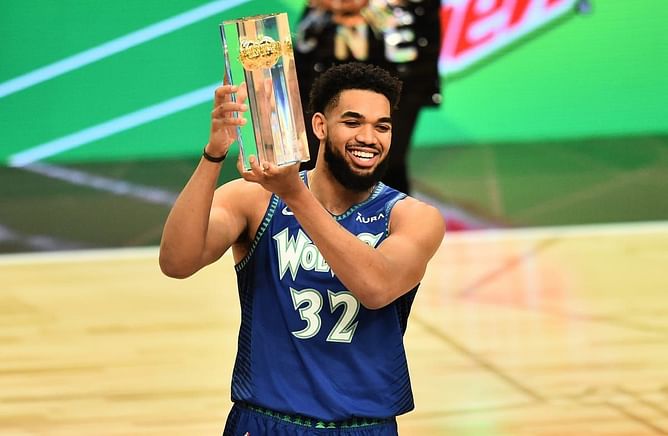 "I told you, Shaq! Vegas got the odds wrong" - Karl Anthony-Towns sends a hilarious message to Shaquille O'Neal after winning the 3-point contest