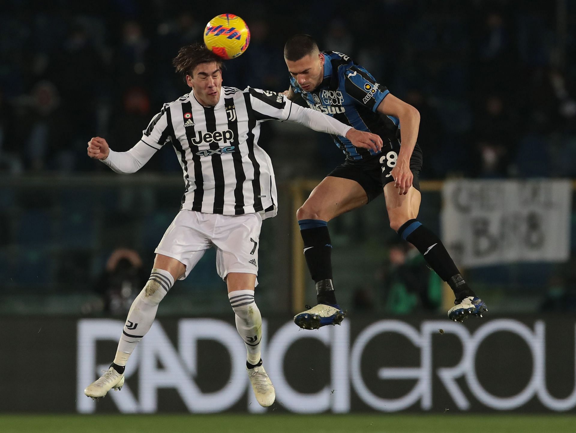Dusan Vlahovic in action for Juventus in the Serie A.