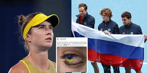 (L-R): Elina Svitolina, Daniil Medvedev, Andrey Rublev and Aslan Karatsev