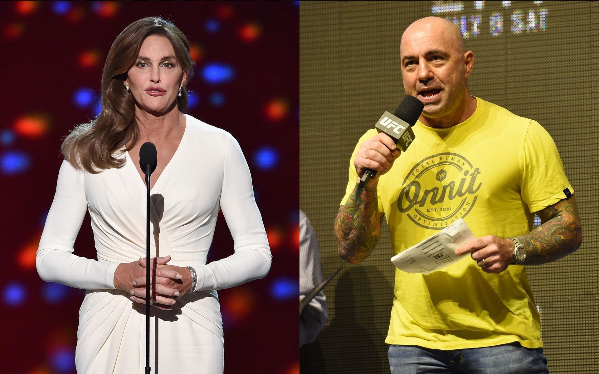 Retired Olympic gold-winning decathlete Caitlyn Jenner (left) and UFC commentator Joe Rogan (right)