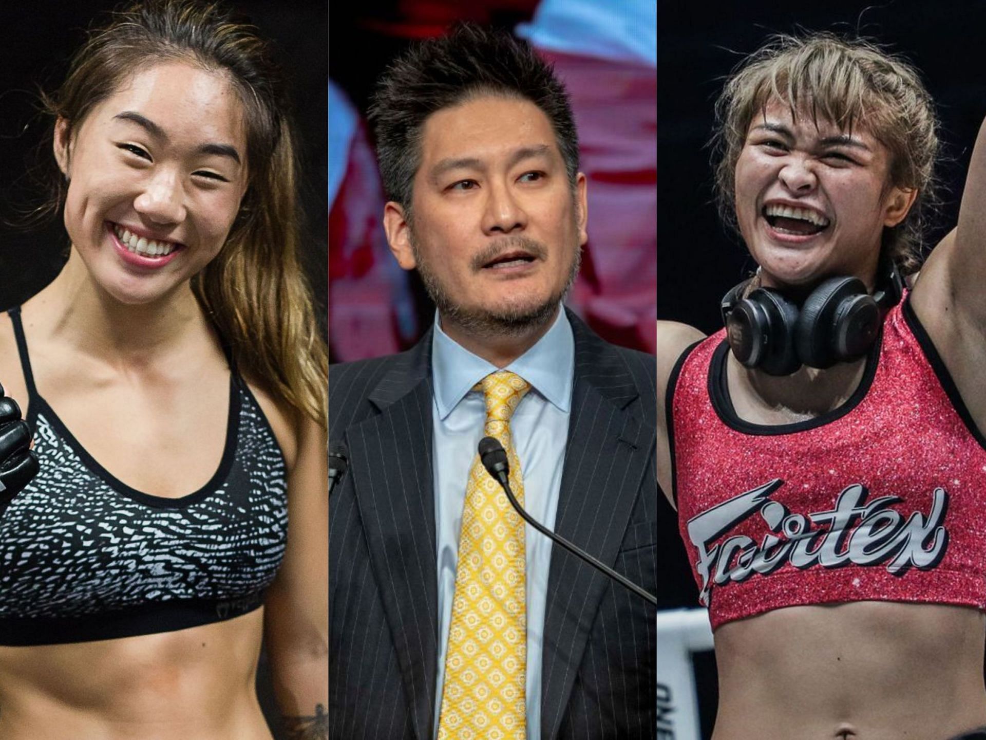 (From left) Angela Lee, Chatri Sityodtong, Stamp Fairtex. [Photo: ONE Championship]