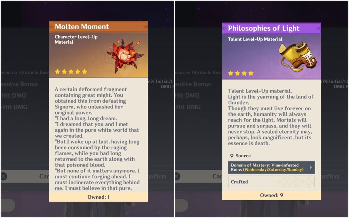 Genshin Impact Raiden Shogun ascension materials and talent books All