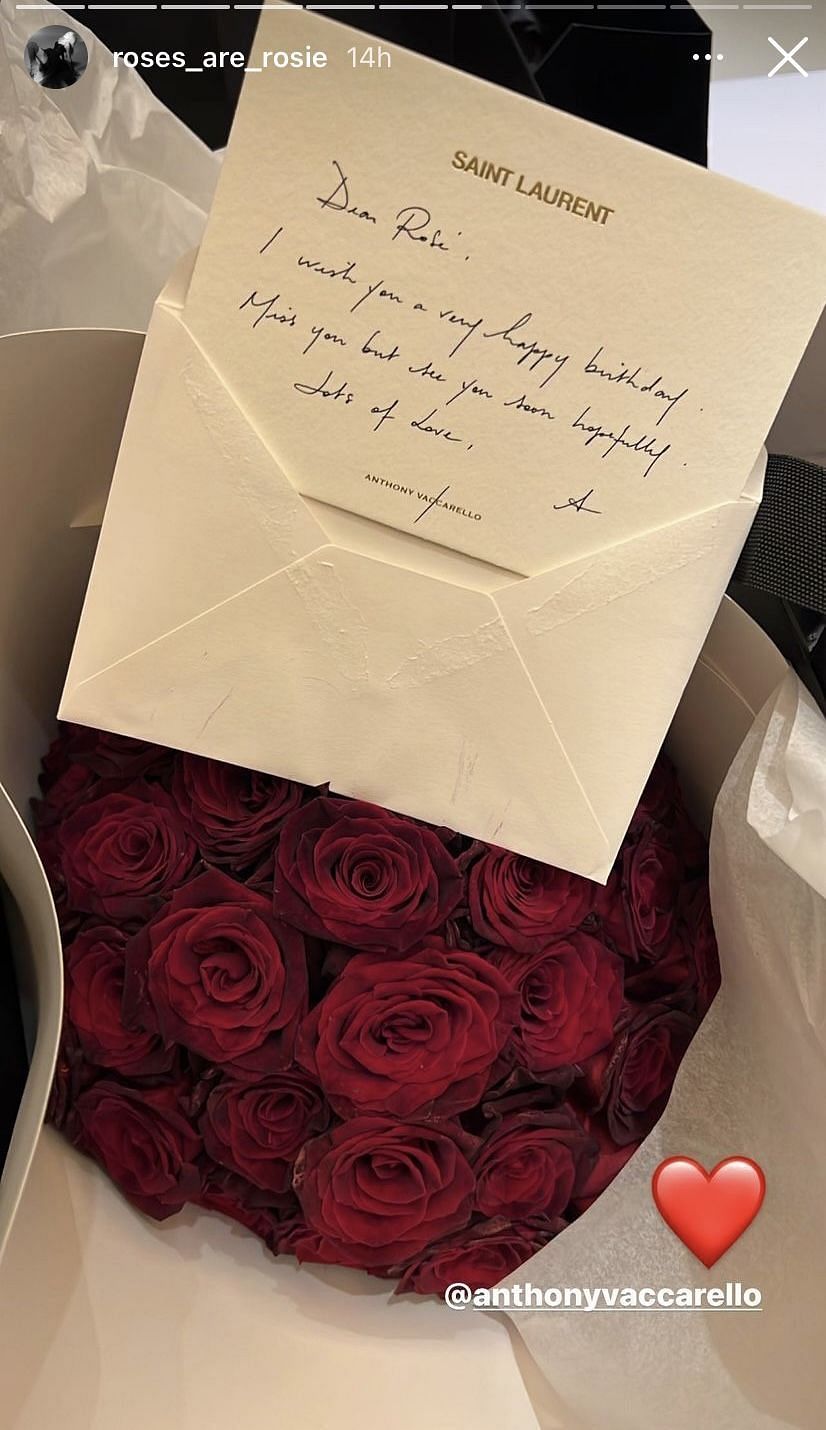 Birthday wish from Saint Laurent (Image via Instagram/@roses_are_rosie)