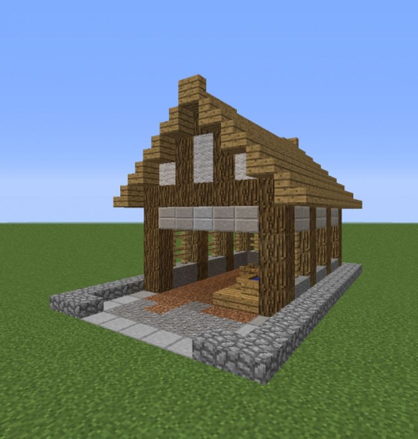 This barn makes for an excellent place to tie up a player&#039;s horse (Image via Grabcraft user NationsatWar)