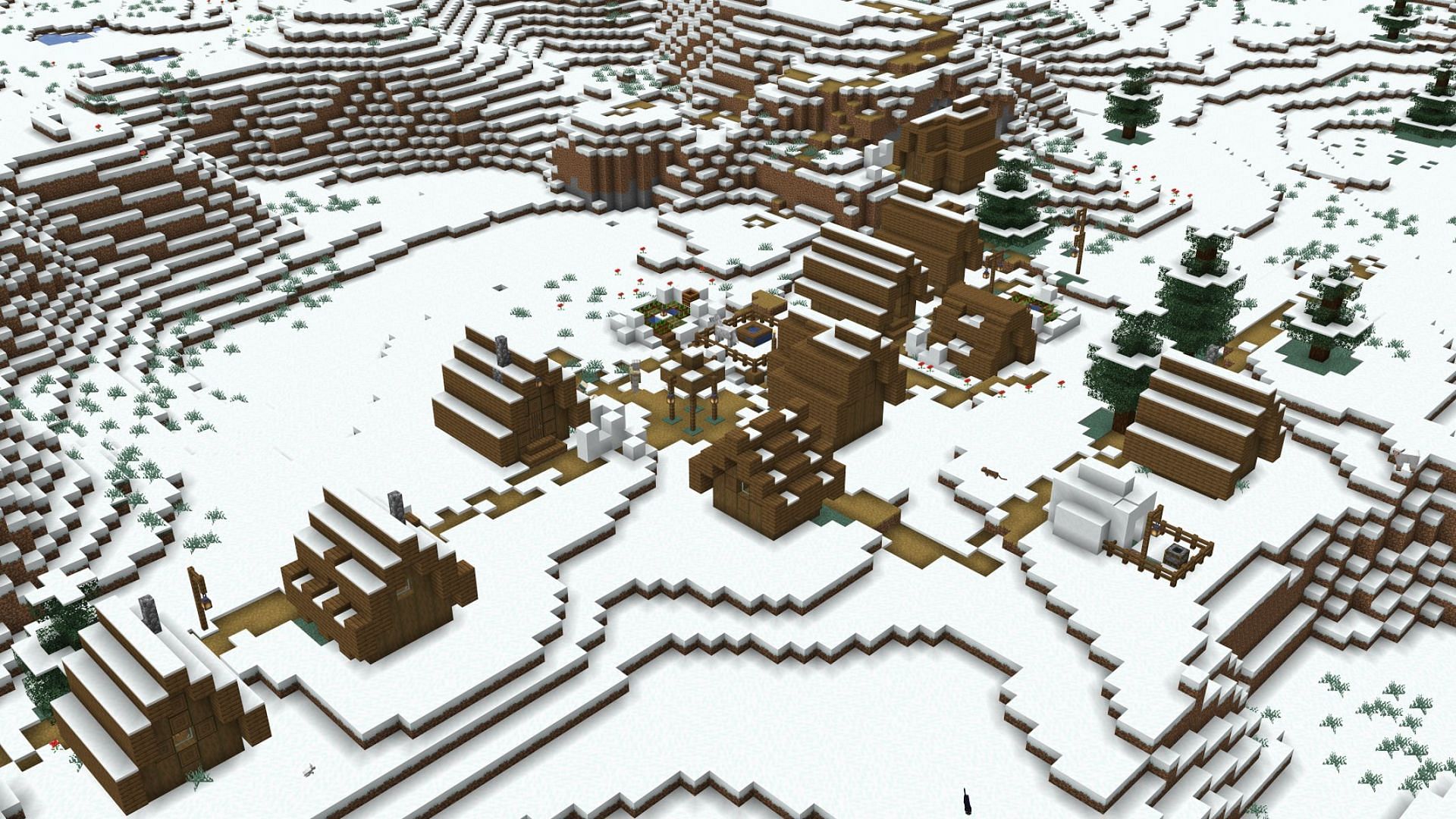 Snowy biome villages house blocks like blue and packed ice (Image via Gadget Blog)