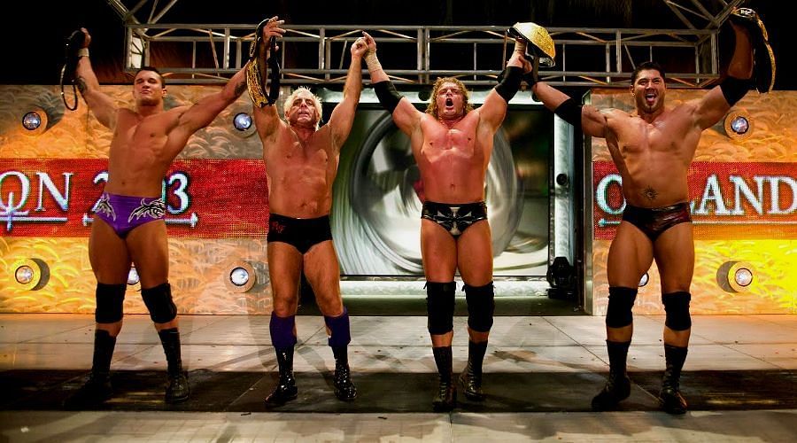 Randy Orton, Ric Flair, Triple H and Batista ruled WWE as Evolution