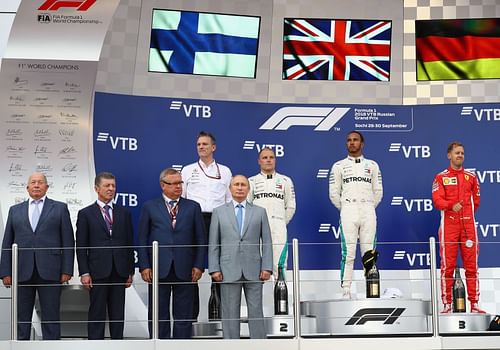 The 2018 Russian GP featured Russia's president Vladamir Putin on the podium ceremony