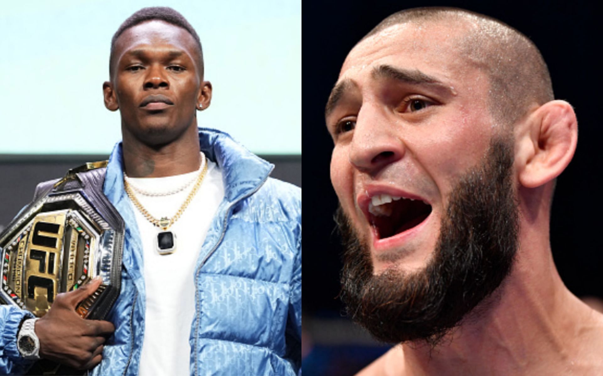 Israel Adesanya (left); Khamzat Chimaev (right)