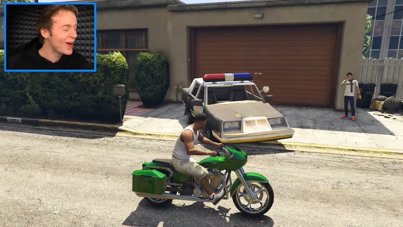 Fortnite police car found in GTA 5 using mods (Image via YouTube @Nought)