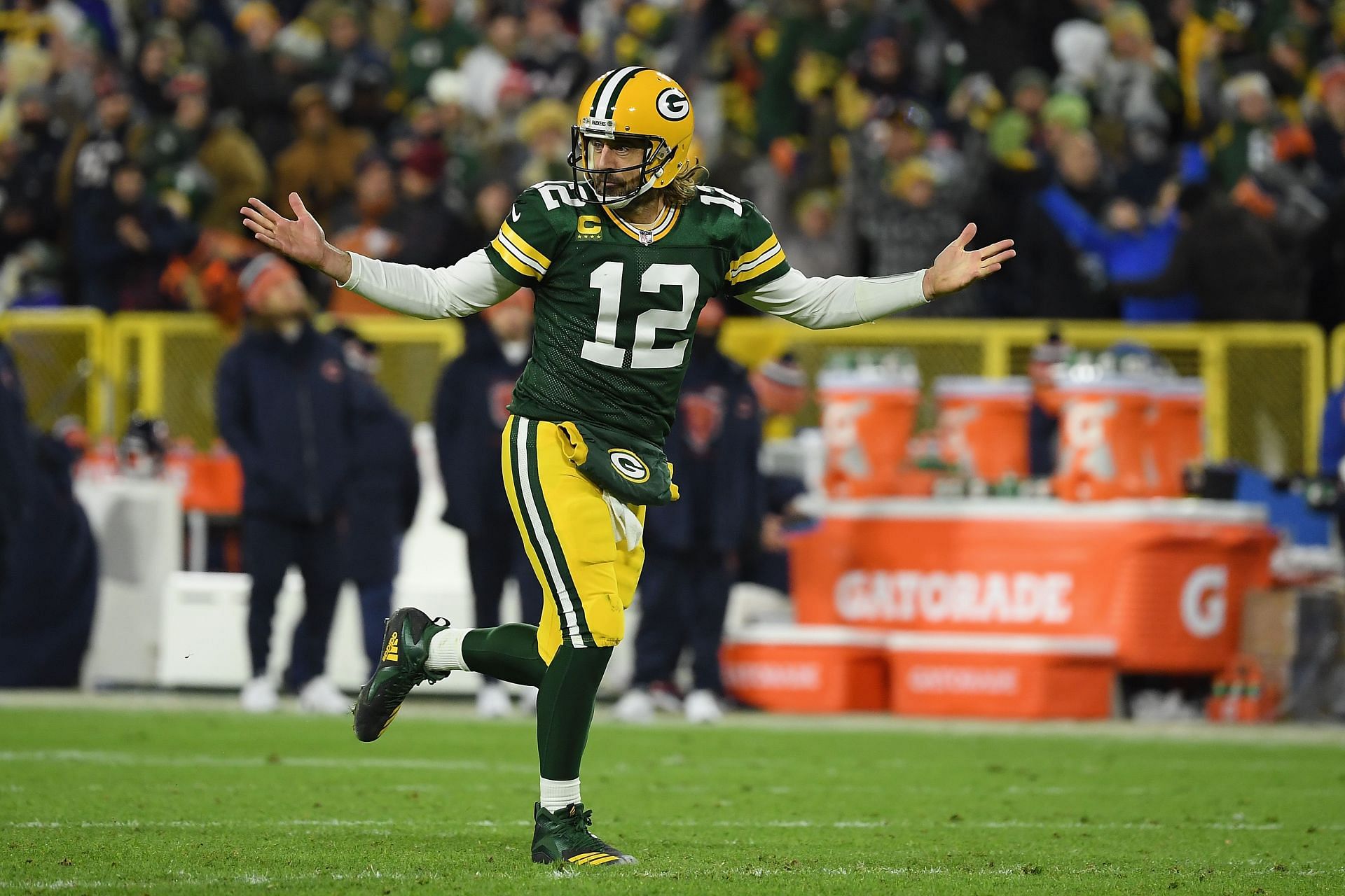 Rodgers seen during his latest mastery of the Chicago Bears in December (Photo: Getty)