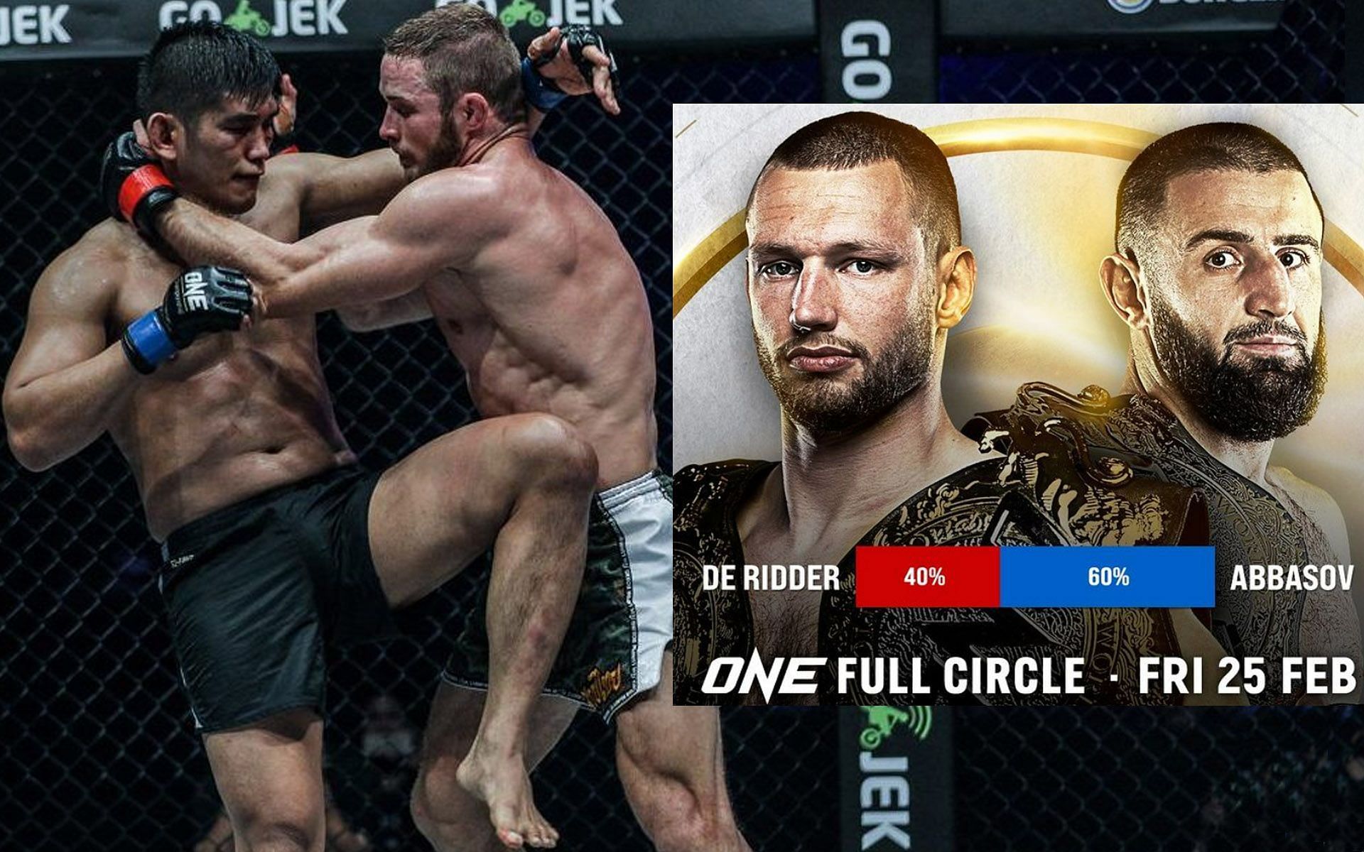 Aung La N Sang (Left) and Vitaly Bigdash (2nd from Left) may be rivals, but they agree with fans in picking the winner of the main event of ONE: Full Circle. | [Photos: ONE Championship]