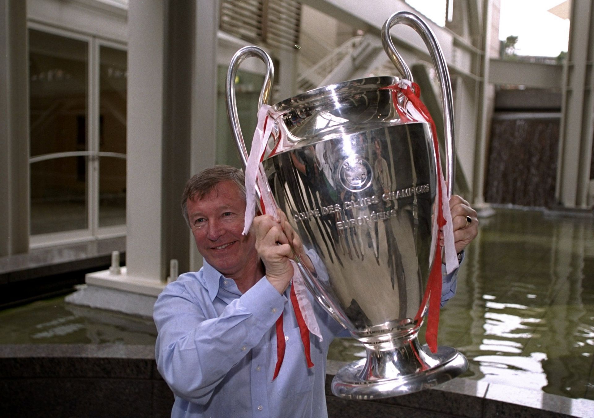 Alex Ferguson with the European Cup in 1999