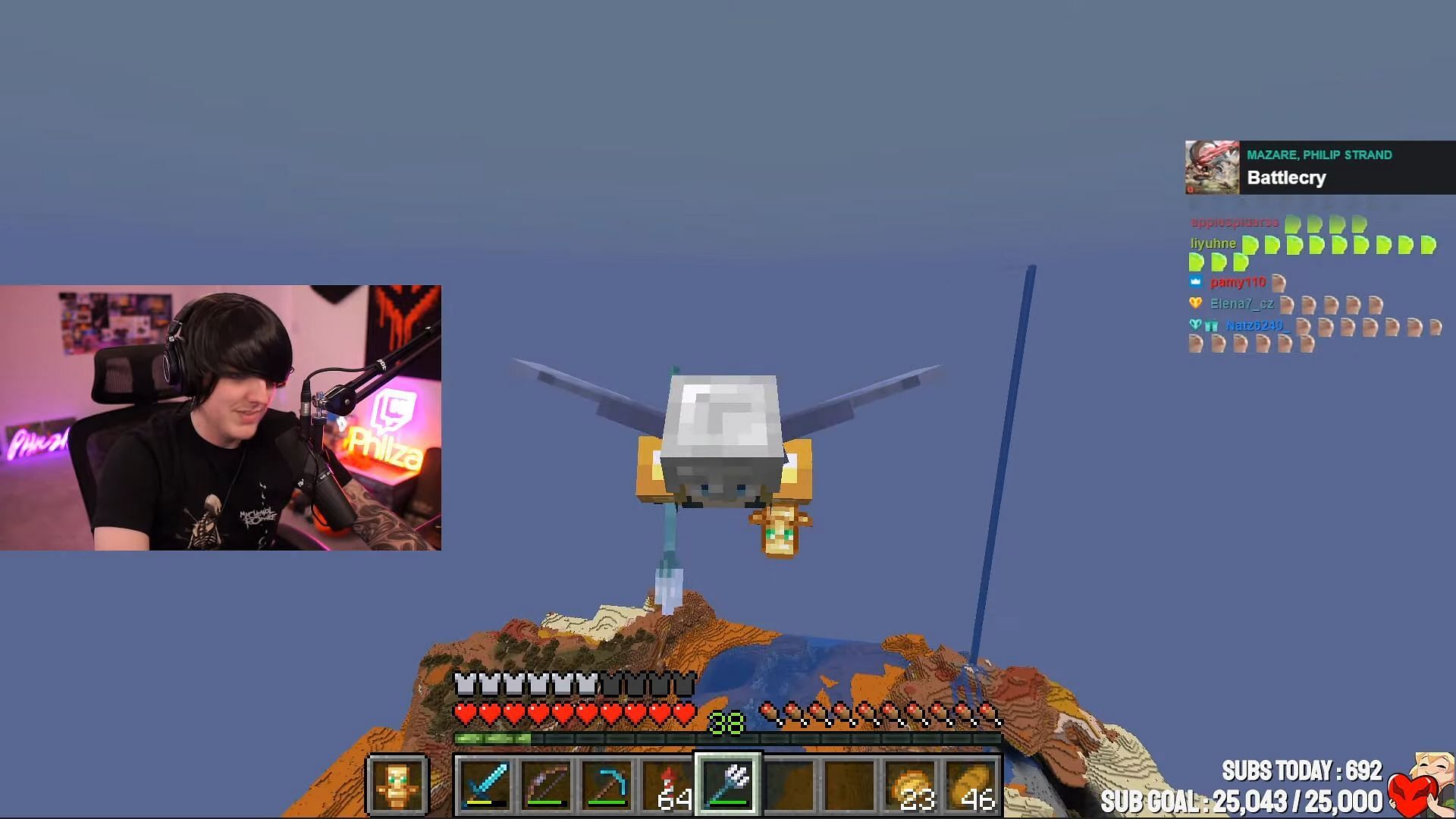 Ph1LzA flying with a trident (Image via Ph1LzA/Twitch)