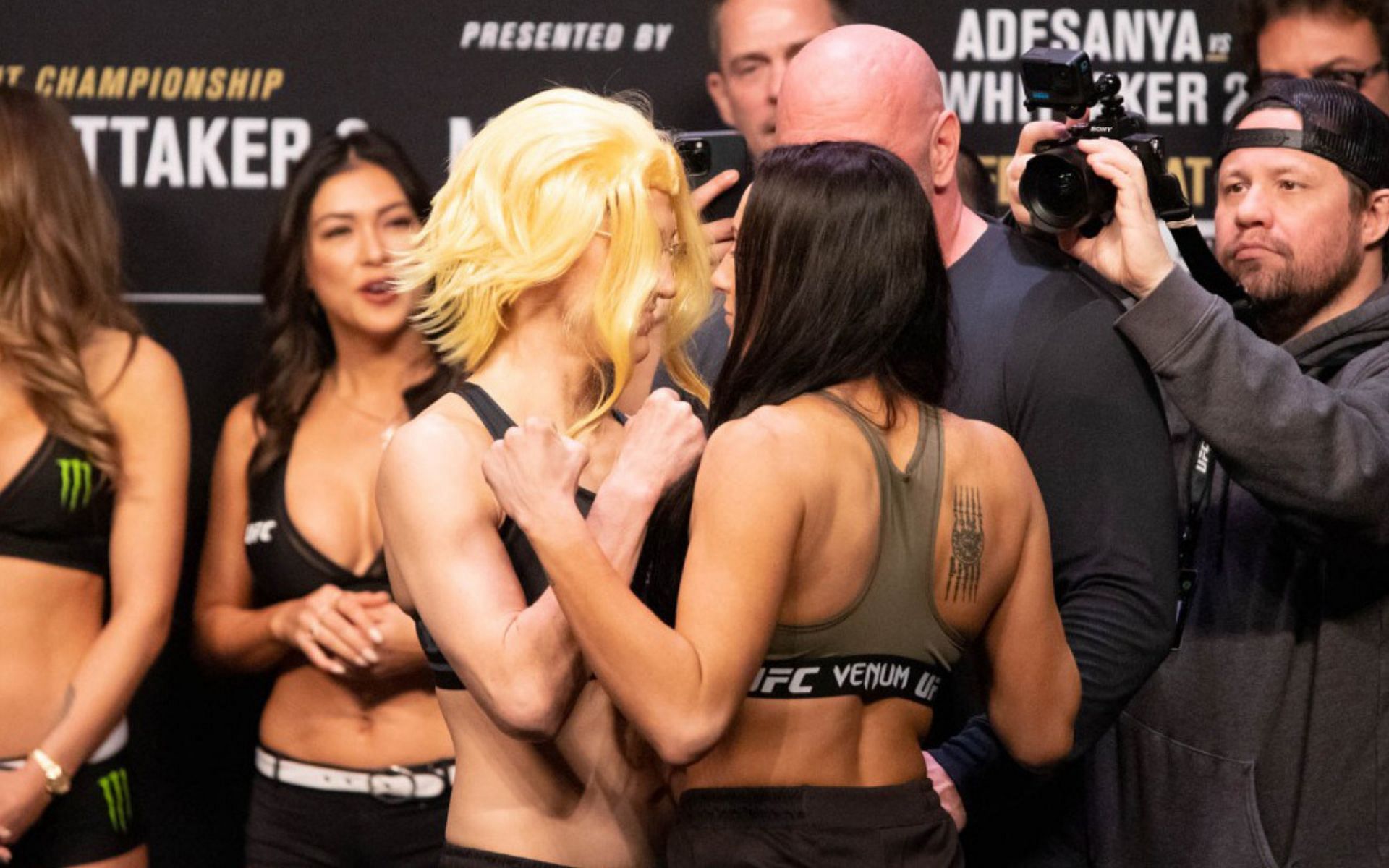 Casey O&#039;Neill and Roxanne Modafferi face off before their fight at UFC 271
