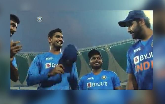 [Watch] Deepak Hooda gets his maiden T20I cap from Rohit Sharma ahead of opening clash against Sri Lanka