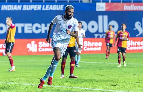 Jonathas de Jesus celebrates putting Odisha FC ahead against SC East Bengal. [Credits: ISL]