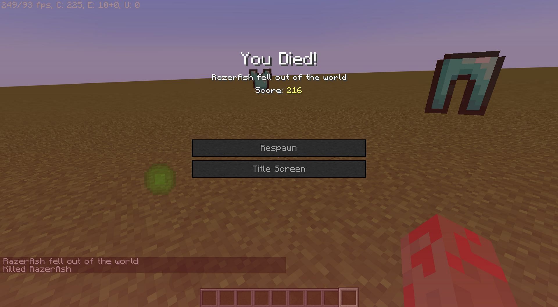 Dying will remove the cursed item (Image via Minecraft)