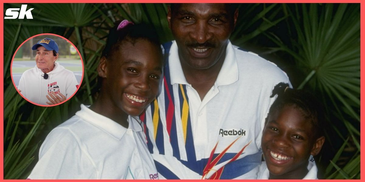 Rick Macci (insert), Richard Williams with daughters Venus and Serena Williams