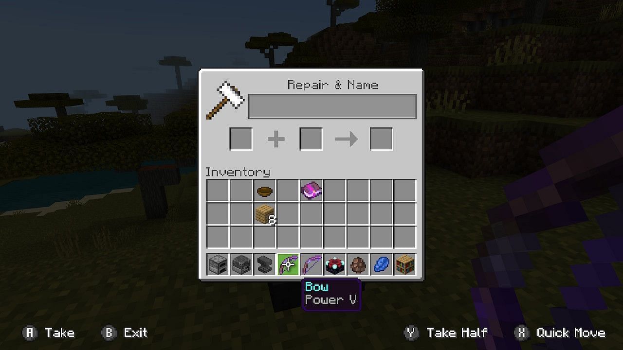 Combining enchanted bows of the same level can increase their rank to the next highest enchant (Image via Minecraft)