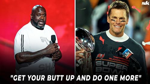 Shaquille O'Neal (L) and Tom Brady (R)