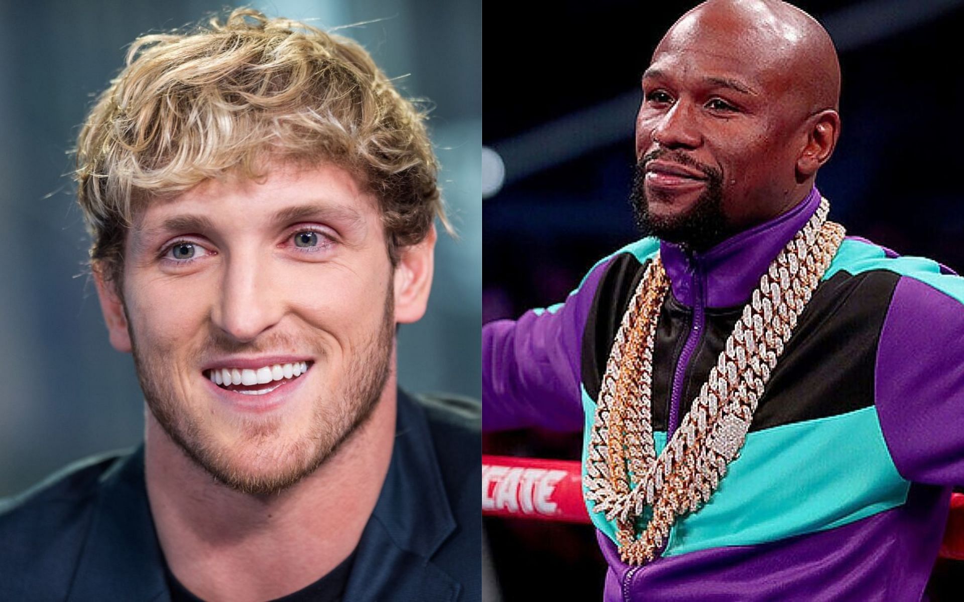 Logan Paul (left) and Floyd Mayweather (right)