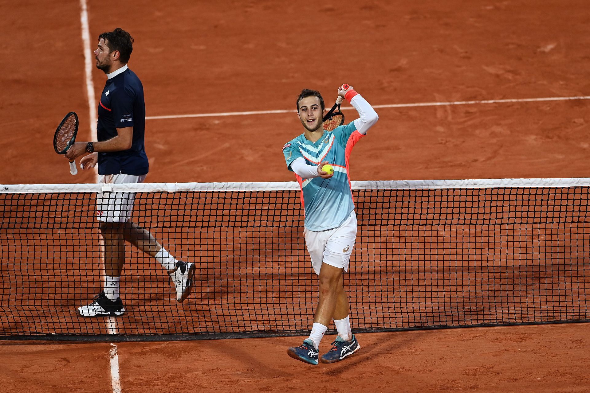 Stan Wawrinka and Hugo Gaston after their third round match at the 2020 French Open