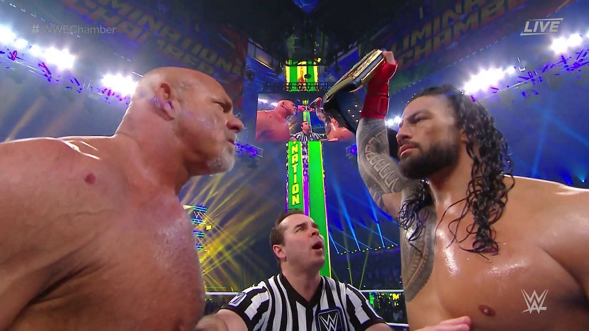 WWE Elimination Chamber में रोमन रेंस ने गोल्डबर्ग को हराया था