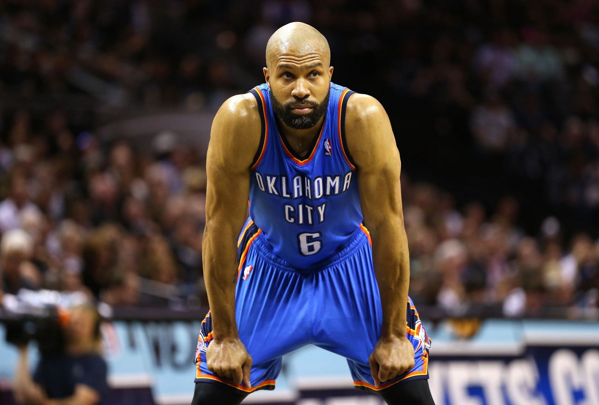 Derek Fisher of the OKC Thunder during Game 1 of the 2014 NBA Western Conference Finals