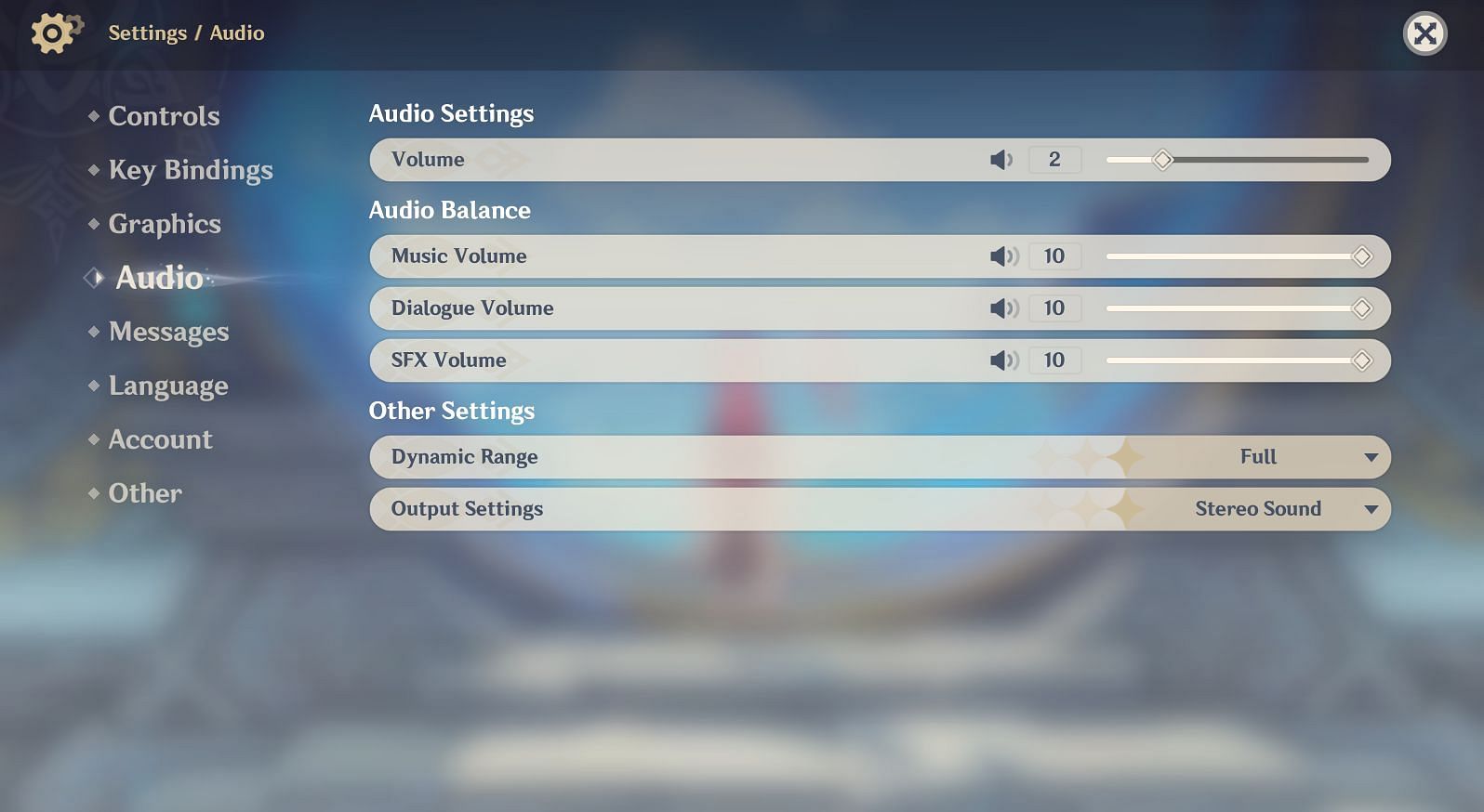 Audio optimization in Settings (Image via Genshin Impact)