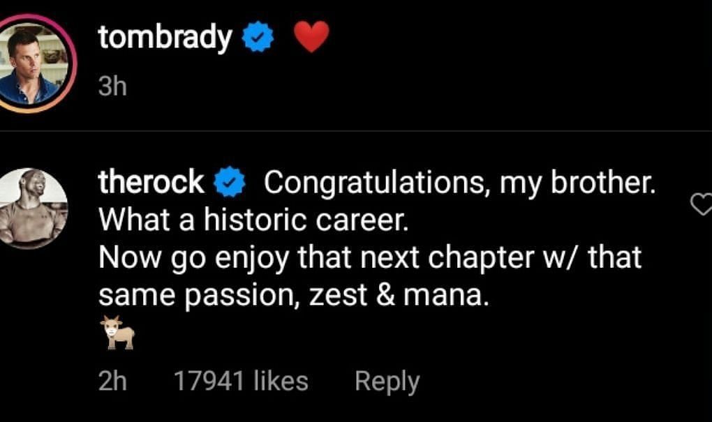 The Rock congratulates Tom Brady on retirement