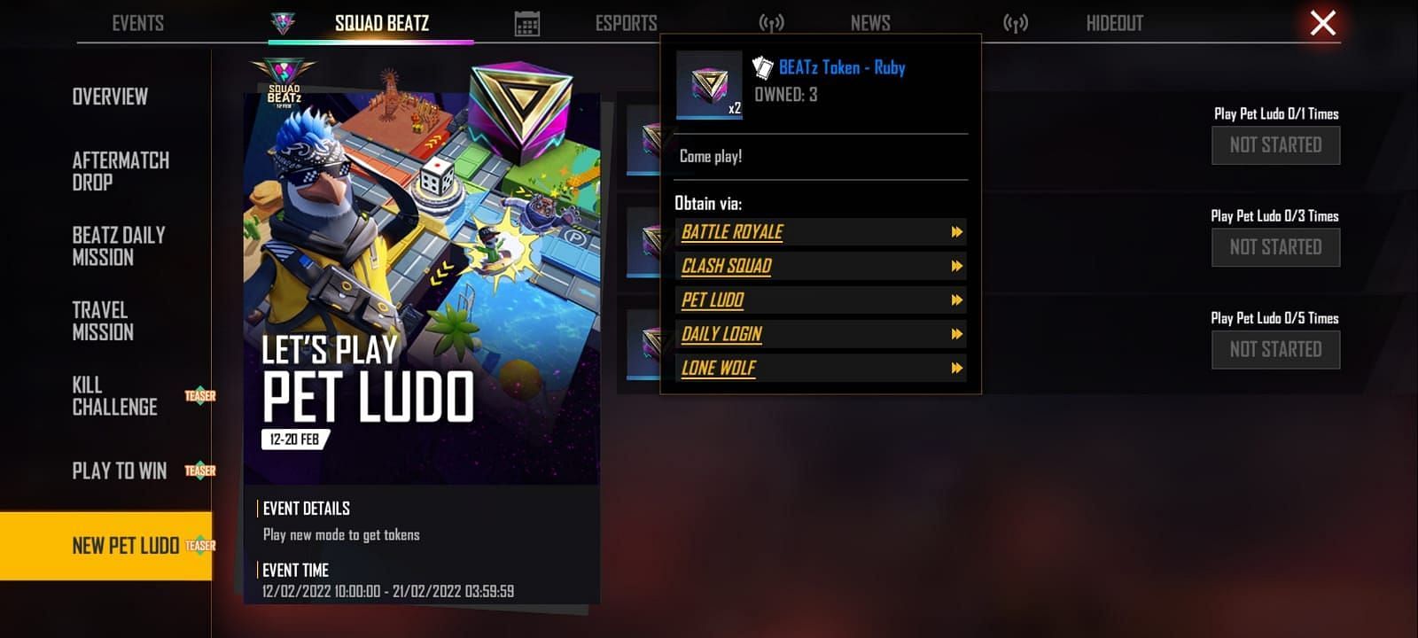 Pet Ludo in Free Fire&#039;s Squad Beatz event (Image via Garena)