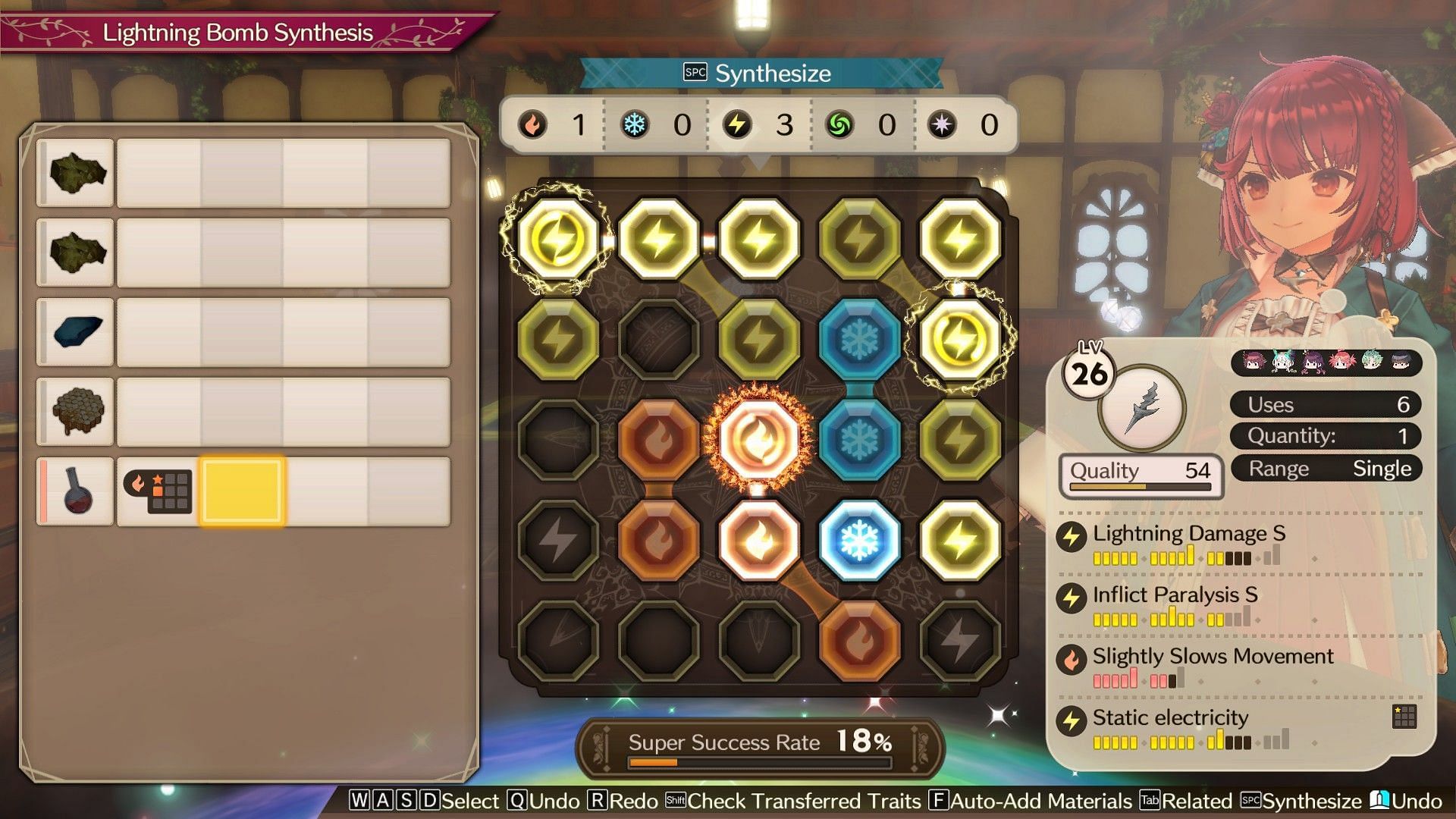 Filling up rows and columns of Synthesis panel (Image via Atelier Sophie 2)