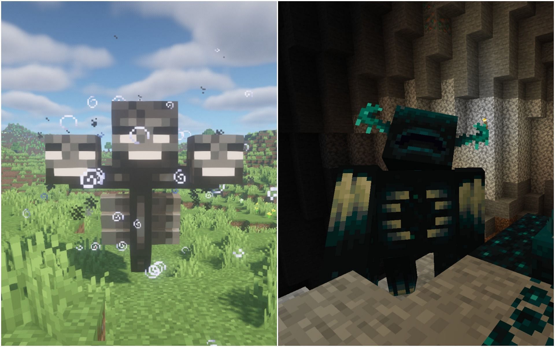 The Wither and the Warden (Images via Mojang)