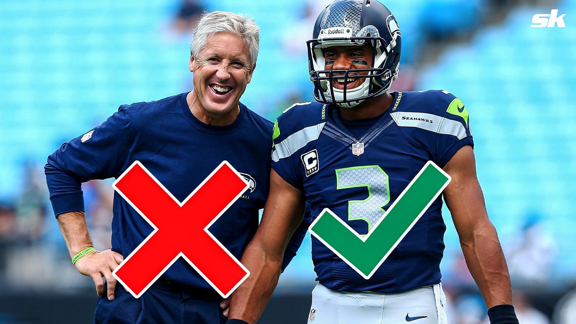 Seattle Seahawks HC Pete Carroll and QB Russell Wilson