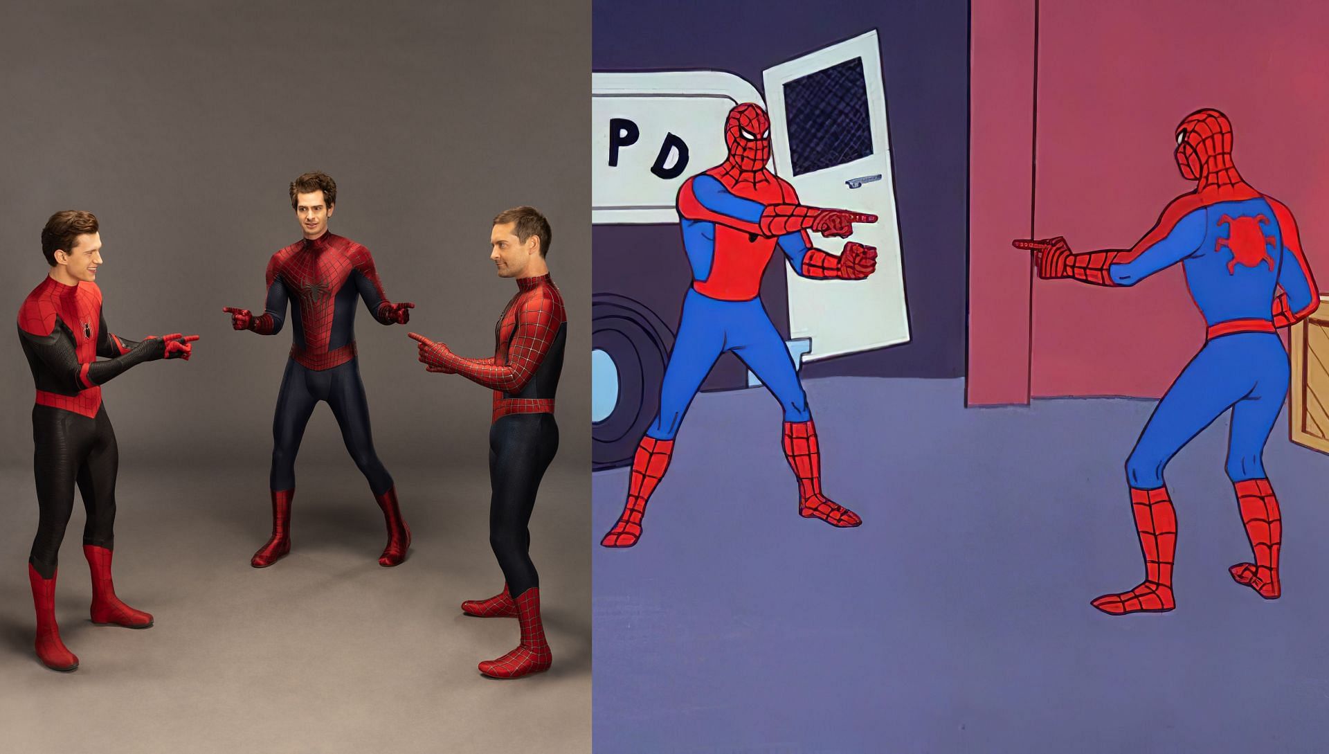 Tom, Andrew, and Tobey recreate the iconic meme (Image via Marvel Studios)