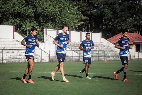 Chennaiyin FC players train ahead of their ISL game against Mumbai City FC (Pic credits: Chennaiyin FC Media)