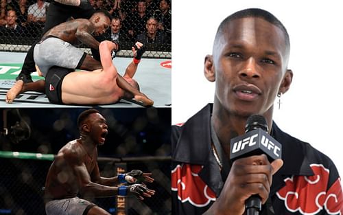 Adesanya vs. Whittaker at UFC 243 (top left); Israel Adesanya (bottom left and right)