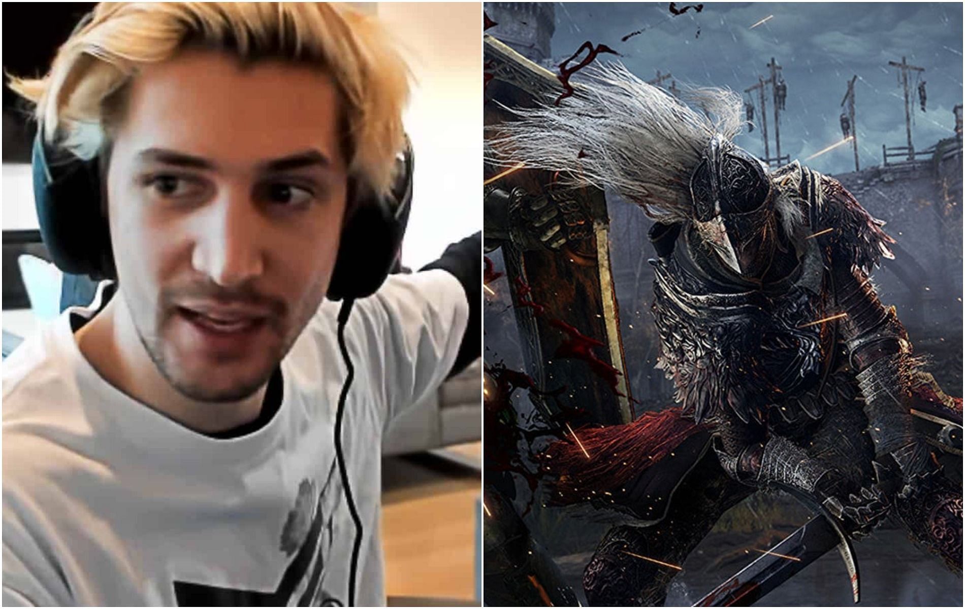 Elden Ring is not quite out yet, but in xQc&#039;s recent livestream, he lost all his souls to a mount bug (Image via Twitch/xQcOW and FromSoftware)