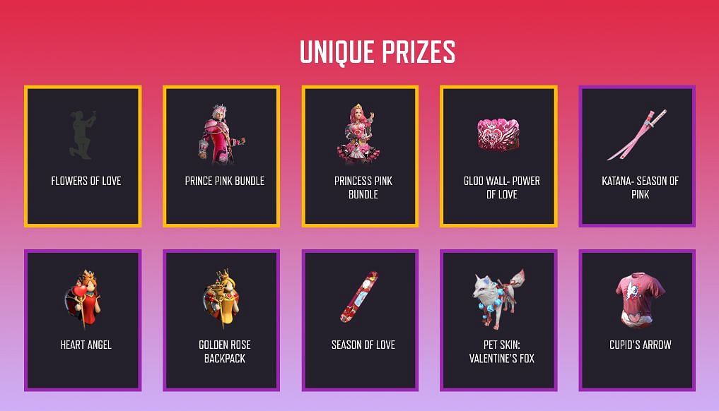 Unique Prizes (Image via Garena)