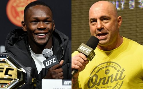 Israel Adesanya (left); Joe Rogan (right)