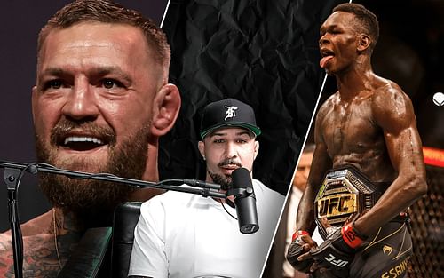 Conor McGregor, Brendan Schaub, and Israel Adesanya (left to right) (Image credits Brendan Schaub--YouTube | Conor McGregor and Israel Adesanya --Getty)