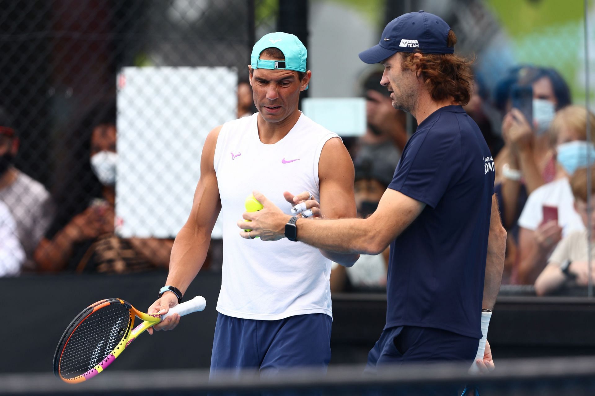 Rafael Nadal with Carlos Moya at the Australian Open 2022