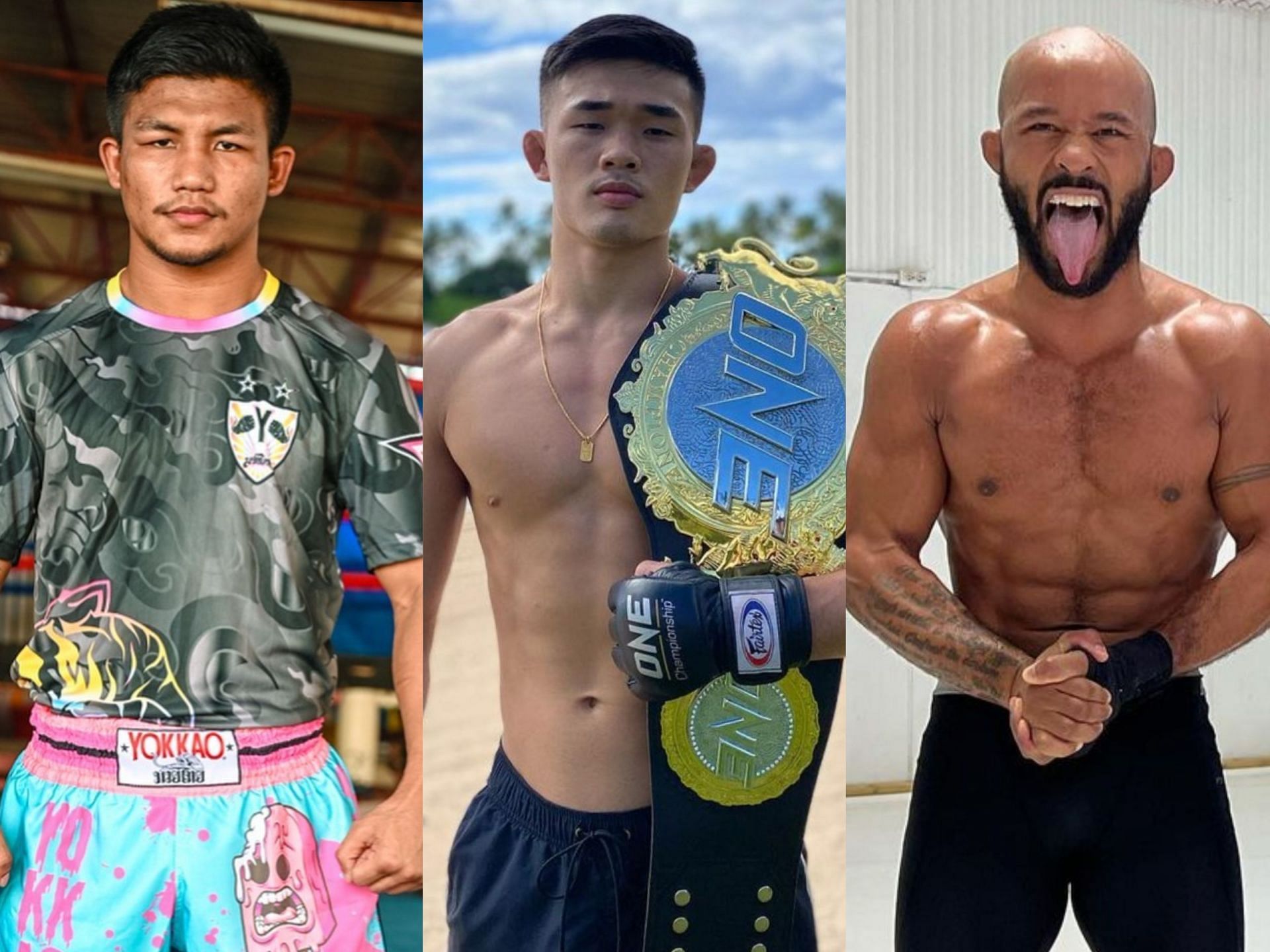 (From left) Rodtang Jitmuangnon, Christian Lee, Demetrious Johnson