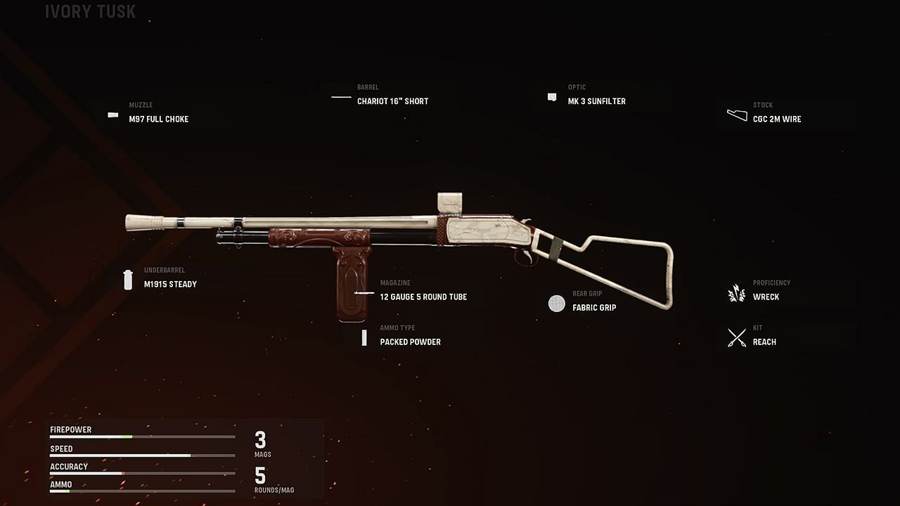 Ivory Tusk blueprint for Combat Shotgun (Screenshot via Call of Duty: Vanguard)