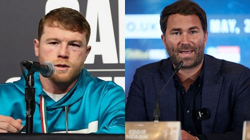 Canelo Alvarez (left) and Eddie Hearn (right)